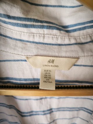 Camisa linho riscas azul e branco 4XL H&M