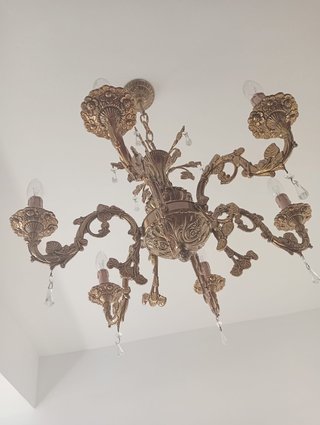 Lámpara de techo dorada 6 bombillas