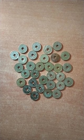 Lote monedas 25 pesetas con agujero