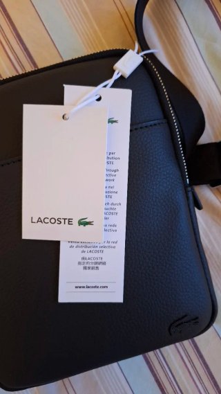 Bandolera Lacoste Piel Negra Hombre