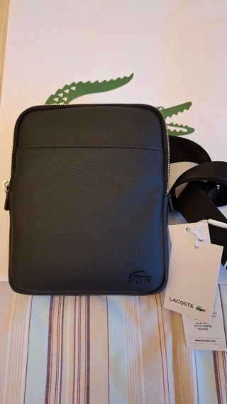 Bandolera Lacoste Piel Negra Hombre