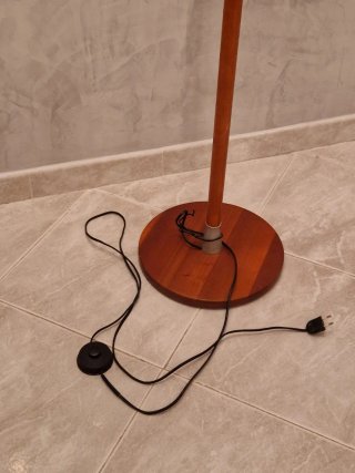 Lampada da terra ciliegio e vetro blu