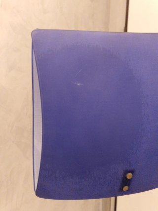 Lampada da terra ciliegio e vetro blu