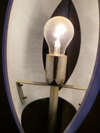 Lampada da terra ciliegio e vetro blu