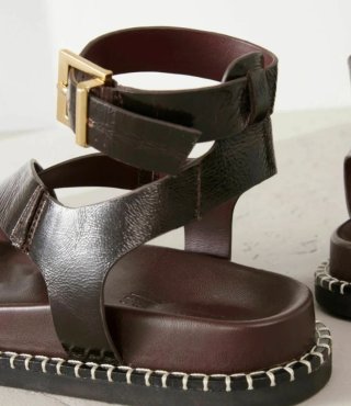 Sandalias Zalando Piel marrón.Talla 36