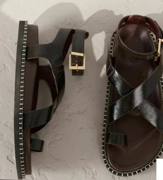 Sandalias Zalando Piel marrón.Talla 36