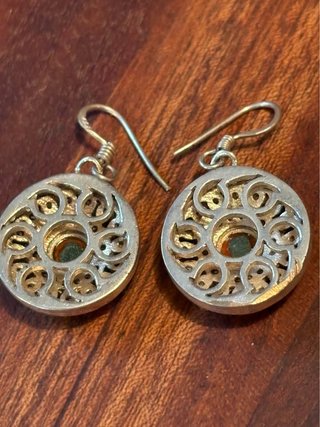 Orecchini vintage argento con zirconi verdi