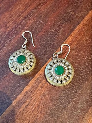 Orecchini vintage argento con zirconi verdi