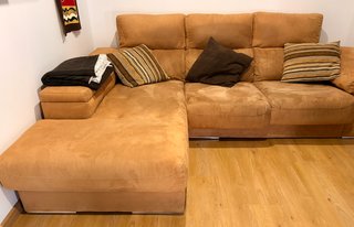 Divano Chaise Longue Estensibile con Cassetto e Pouf