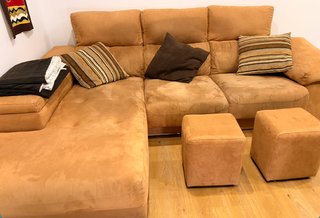 Divano Chaise Longue Estensibile con Cassetto e Pouf