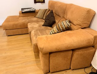Divano Chaise Longue Estensibile con Cassetto e Pouf