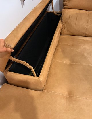 Divano Chaise Longue Estensibile con Cassetto e Pouf