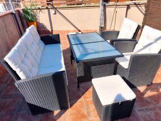 Conjunto Muebles Terraza Ratán y Cristal