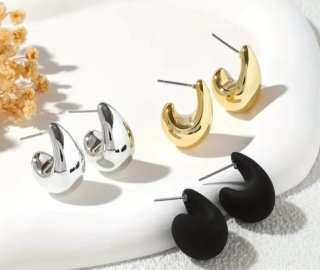 Pendientes de fantasía (dorados, negros, plateados