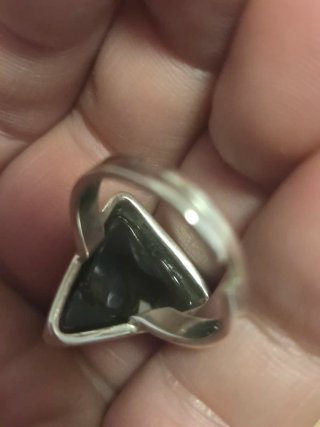 Anillo Plata Ley Ágata Fuego Triangular