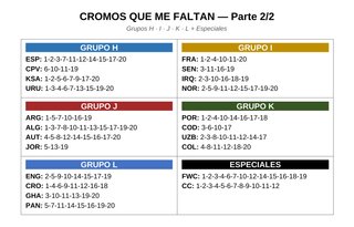 Cromos del Mundial 2026