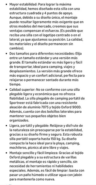1 Silla de Camping Ultraligera Sportneer