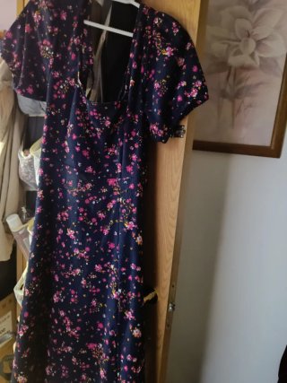 Vestido largo floral azul talla XL