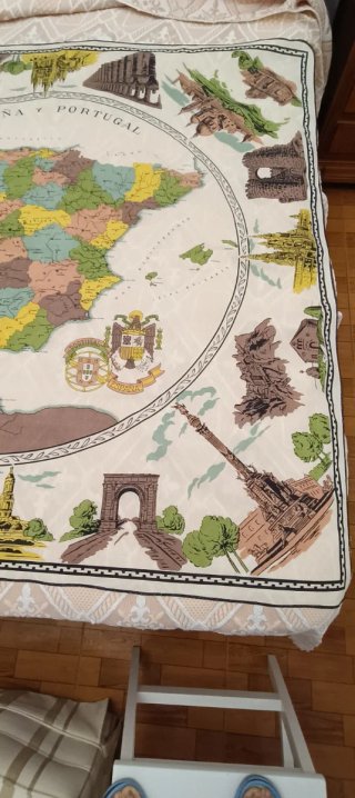 Mantel Mapa España Portugal Años 60