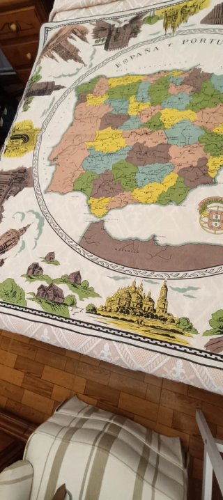 Mantel Mapa España Portugal Años 60