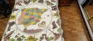 Mantel Mapa España Portugal Años 60
