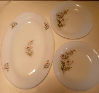 Fuente y platos Arcopal margaritas