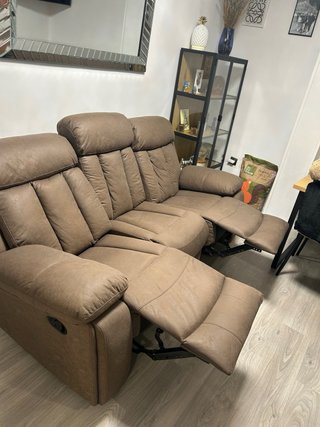 Sofá reclinable 3 plazas marrón
