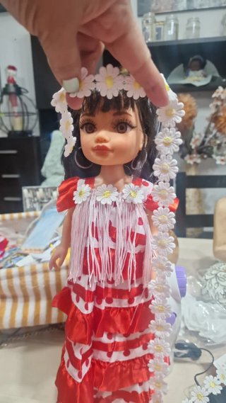 Muñeca gitana flamenca vestido rojo