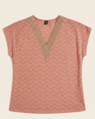 Blusa salmón Shein escote V calada Talla L