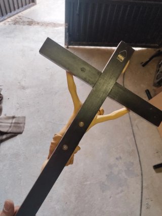 Crucifijo religioso madera y cerámica