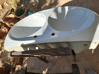 Conjunto lavabo doble, lavabo y váter