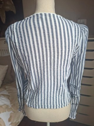 Camisa Zara Rayas Bordada, talla amplia