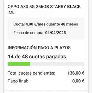 OPPO A80 5G – 256 GB – Negro (Starry Black)