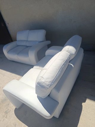 Sofá 2 plazas polipiel blanco