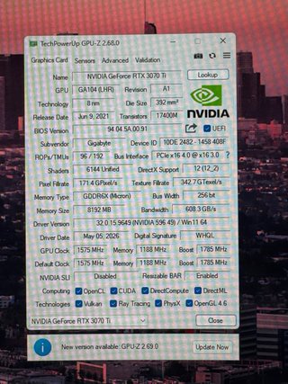 Gigabyte RTX 3070 Ti 8gb