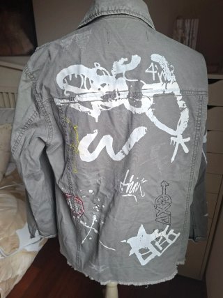 Zara Parca/Sobrecamisa Gris con Estampado