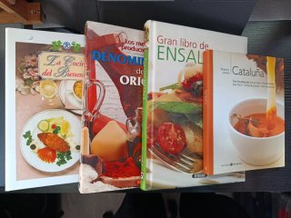 Lote 4 libros de cocina en castellano.