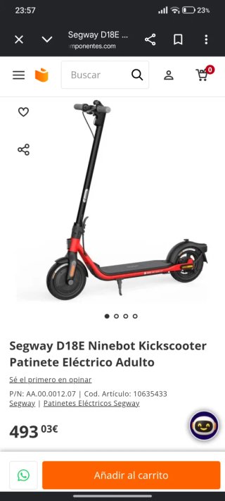 Patinete Eléctrico Ninebot Segway D18E. NEGOCIABLE