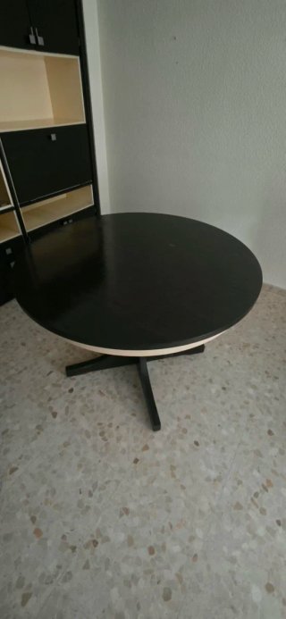 Mesa extensible redonda cristal y madera