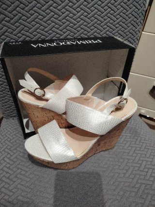 Sandali donna zeppa sughero bianchi