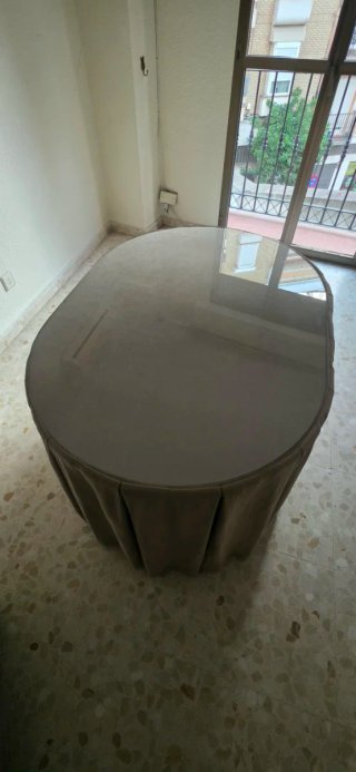Mesa de camilla redonda con cristal
