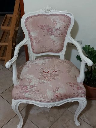 Sedia vintage anni '70 rosa e bianca