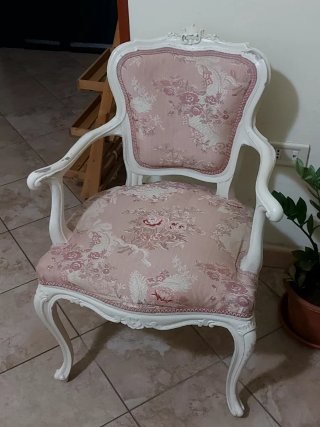 Sedia vintage anni '70 rosa e bianca
