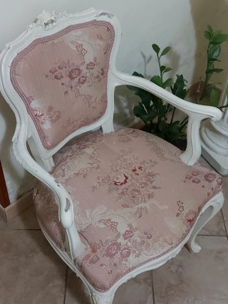 Sedia vintage anni '70 rosa e bianca