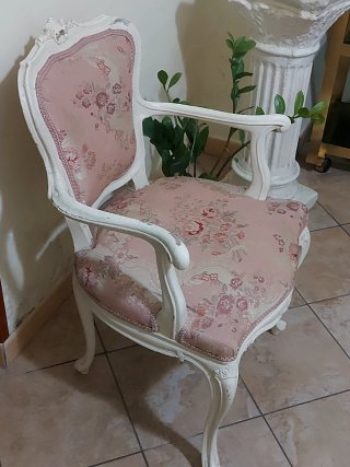 Sedia vintage anni '70 rosa e bianca