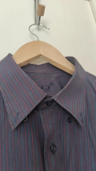 Camisa Hombre Manga Corta Raya Gris/Morado XL