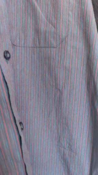 Camisa Hombre Manga Corta Raya Gris/Morado XL