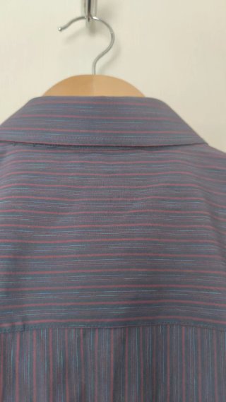Camisa Hombre Manga Corta Raya Gris/Morado XL