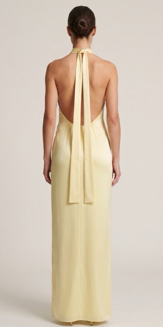 Vestido de fiesta amarillo con pedrería