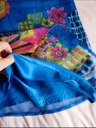 Vestido Seda Roberto Verino T.38 Azul Multicolor